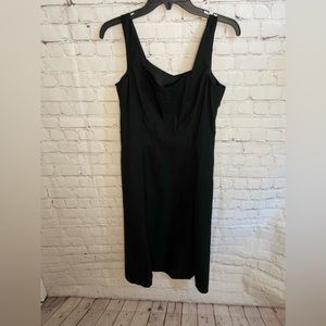 J. Crew  100% Wool Black Side Zip Wide Strap Dress Size 6